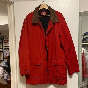 Vintage Marlboro Country Store Men's Utility Jacket with Brown Leather Collar